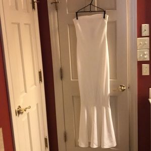 White strapless mermaid style long dress